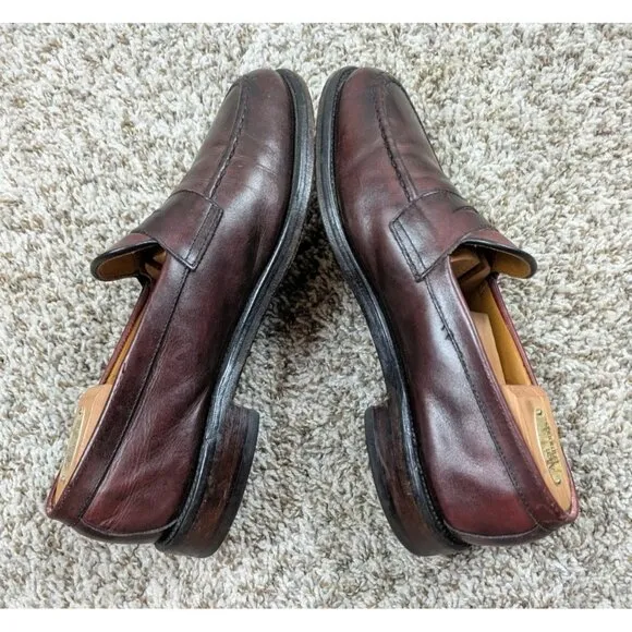 Allen Edmonds Cole Penny Loafers Mens 9 D Burgundy Leather Slip On Dress Shoes