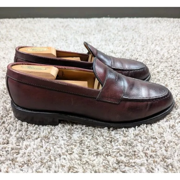 Allen Edmonds Cole Penny Loafers Mens 9 D Burgundy Leather Slip On Dress Shoes