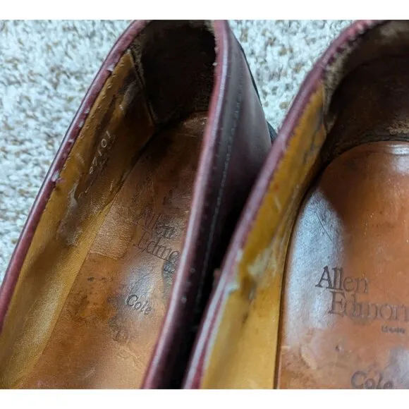 Allen Edmonds Cole Penny Loafers Mens 9 D Burgundy Leather Slip On Dress Shoes