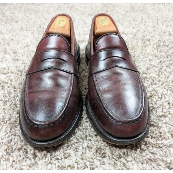 Allen Edmonds Cole Penny Loafers Mens 9 D Burgundy Leather Slip On Dress Shoes