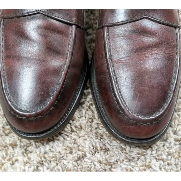 Allen Edmonds Cole Penny Loafers Mens 9 D Burgundy Leather Slip On Dress Shoes