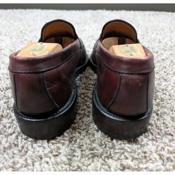 Allen Edmonds Cole Penny Loafers Mens 9 D Burgundy Leather Slip On Dress Shoes
