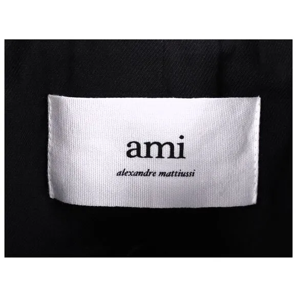 Ami Double-Breasted Blazer with Pockets in Black Wool