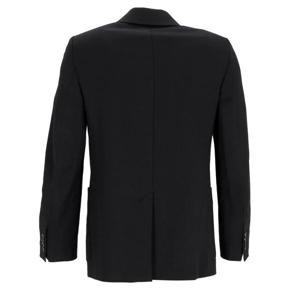 Ami Double-Breasted Blazer with Pockets in Black Wool