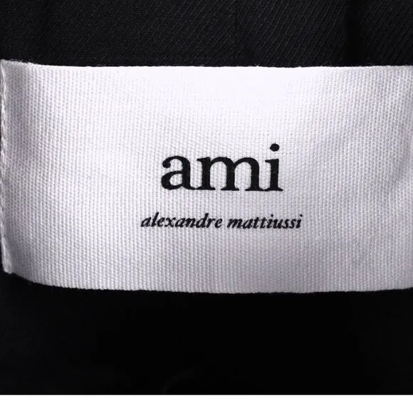 Ami Double-Breasted Blazer with Pockets in Black Wool