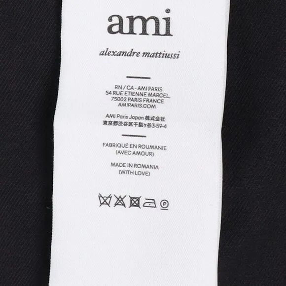 Ami Double-Breasted Blazer with Pockets in Black Wool