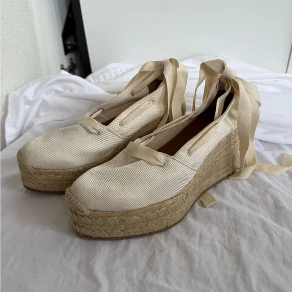 &amp; Other Stories Lace Up Fabric Espadrilles Sz 36 / 5.5