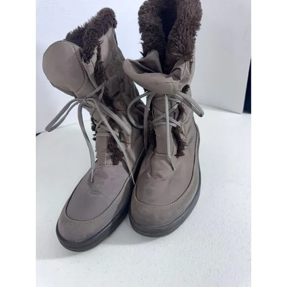 &quot;PAJAR&quot; Vintage Brown Fur Boots Tan Spike Bottoms Snow Boots SZ 7.5 Insulated