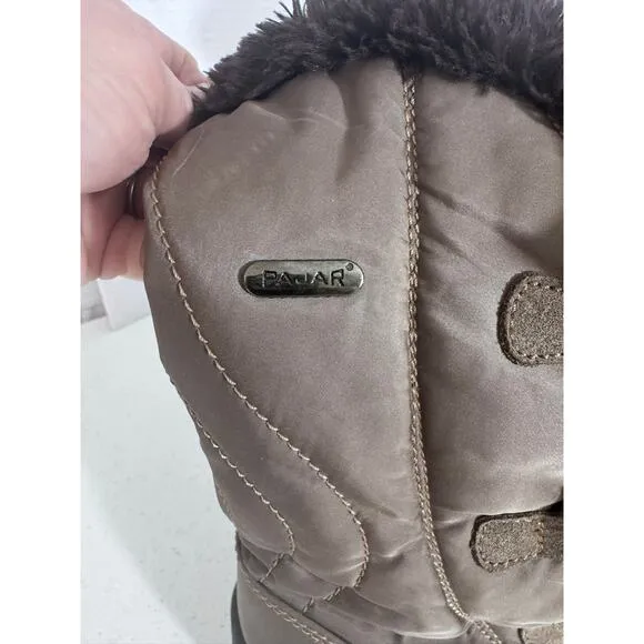 &quot;PAJAR&quot; Vintage Brown Fur Boots Tan Spike Bottoms Snow Boots SZ 7.5 Insulated