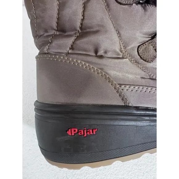 &quot;PAJAR&quot; Vintage Brown Fur Boots Tan Spike Bottoms Snow Boots SZ 7.5 Insulated