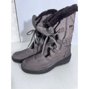 &quot;PAJAR&quot; Vintage Brown Fur Boots Tan Spike Bottoms Snow Boots SZ 7.5 Insulated