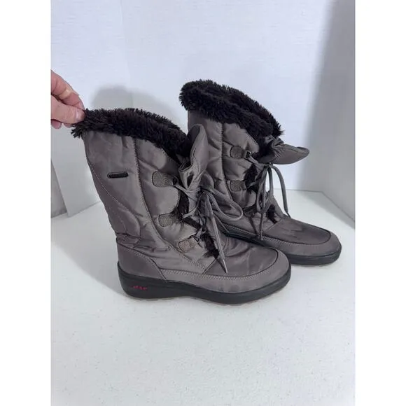 &quot;PAJAR&quot; Vintage Brown Fur Boots Tan Spike Bottoms Snow Boots SZ 7.5 Insulated