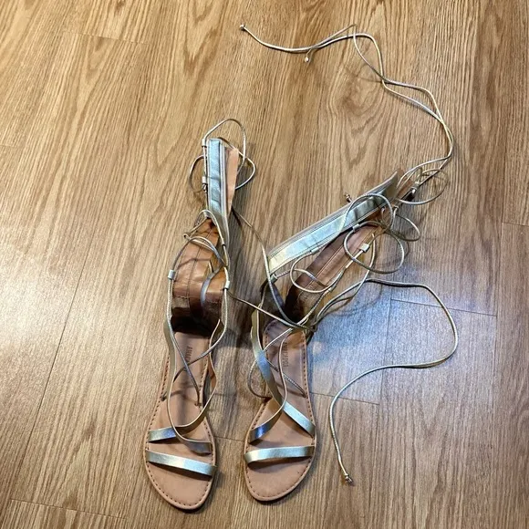 ANACAPRI Gladiator Gold Sandals.