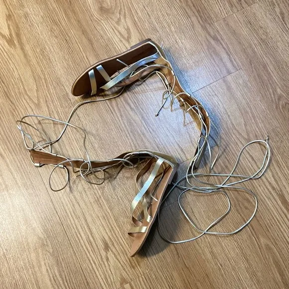 ANACAPRI Gladiator Gold Sandals.