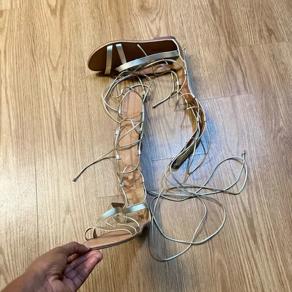 ANACAPRI Gladiator Gold Sandals.
