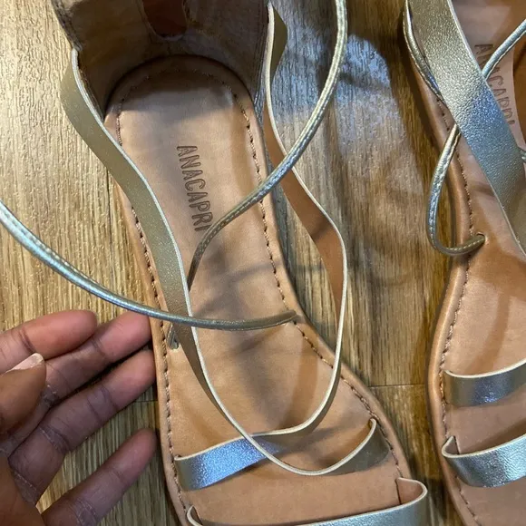 ANACAPRI Gladiator Gold Sandals.