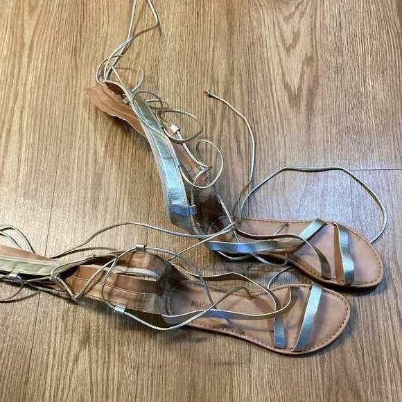 ANACAPRI Gladiator Gold Sandals.