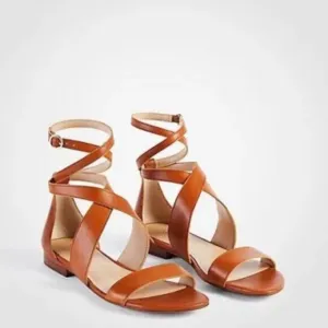 Ann Taylor | Mariel Leather Wrap Flat Sandals