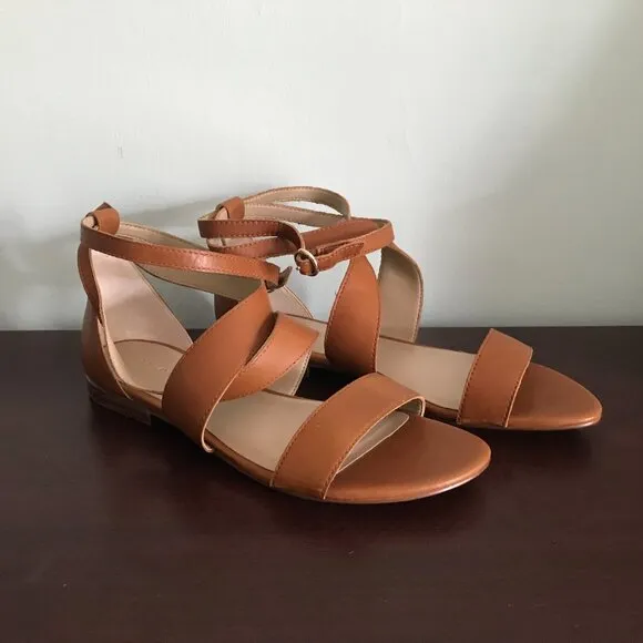 Ann Taylor | Mariel Leather Wrap Flat Sandals