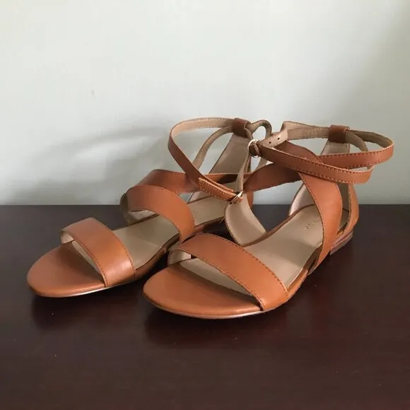 Ann Taylor | Mariel Leather Wrap Flat Sandals