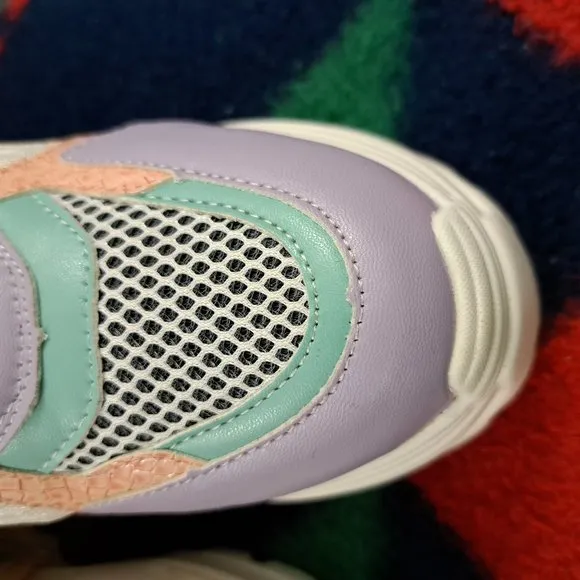 Anthony Wang Chunky Platform Sneakers Oval-04 Multicolor Pastel Lace Up Size 6.5