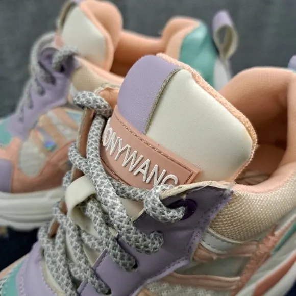 Anthony Wang Chunky Platform Sneakers Oval-04 Multicolor Pastel Lace Up Size 6.5
