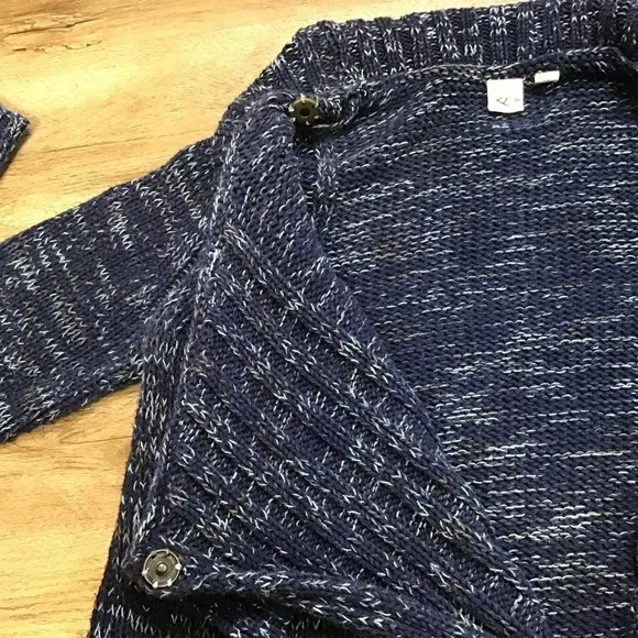 ANTHRO Yellow Bird Sweater Cardigan Sunday Drape Cowl Blue Size M