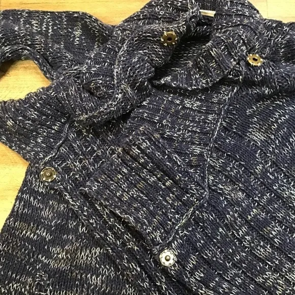 ANTHRO Yellow Bird Sweater Cardigan Sunday Drape Cowl Blue Size M