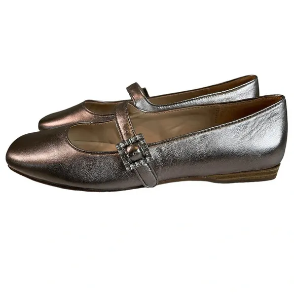 Anthropologie Silent D Mary Jane Ballet Flats Metallic Size 38