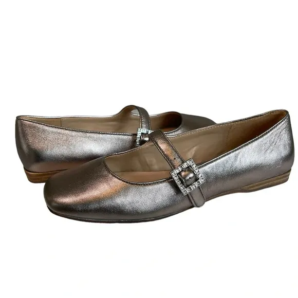 Anthropologie Silent D Mary Jane Ballet Flats Metallic Size 38