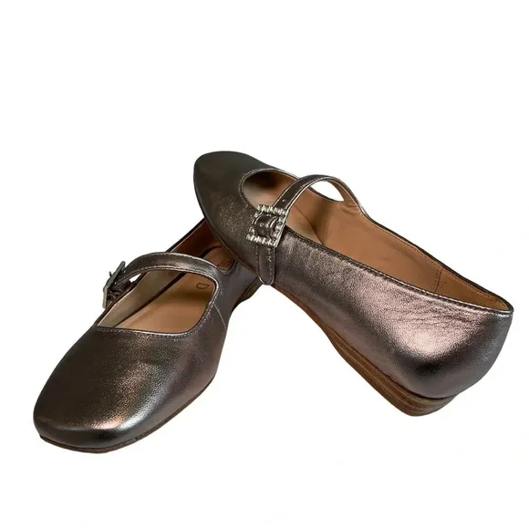 Anthropologie Silent D Mary Jane Ballet Flats Metallic Size 38