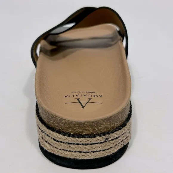 Aquatalia Ariana Crisscross Espadrilles Platform Sandals Size 10 Black /Tan