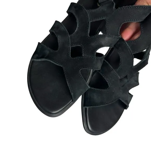 Arche Obela Sandals Womens 38/ US 7 Black Strappy Leather Open Toe Heeled Shoes