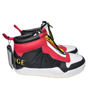 Armani Exchange Red and Black High-Top Sneakers