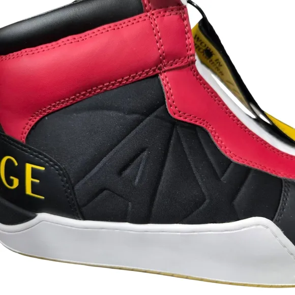 Armani Exchange Red and Black High-Top Sneakers