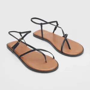 ATP Atelier All Tomorrows Parties Sandals IT40 US10 Black Leather Capri Flat NEW