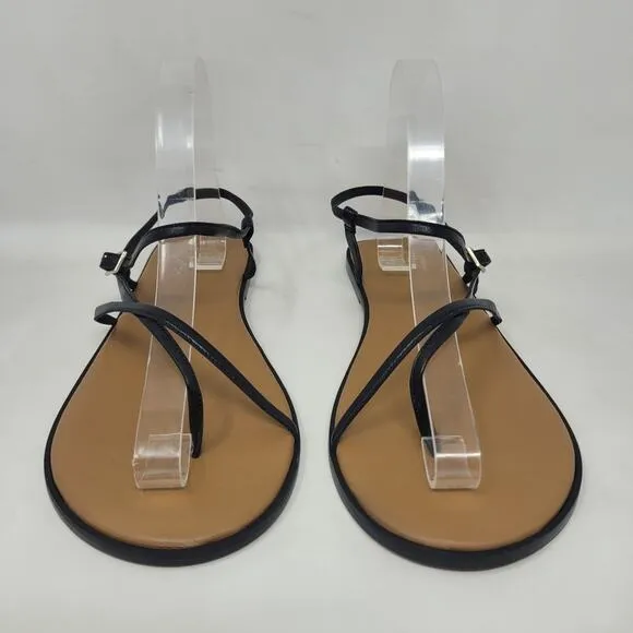 ATP Atelier All Tomorrows Parties Sandals IT40 US10 Black Leather Capri Flat NEW
