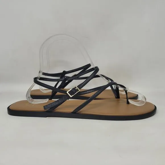 ATP Atelier All Tomorrows Parties Sandals IT40 US10 Black Leather Capri Flat NEW