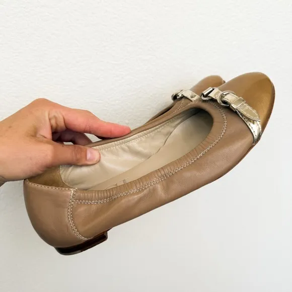 Attilio Giusti Leombruni AGL Tan Ballet Flats Leather Size 39.5