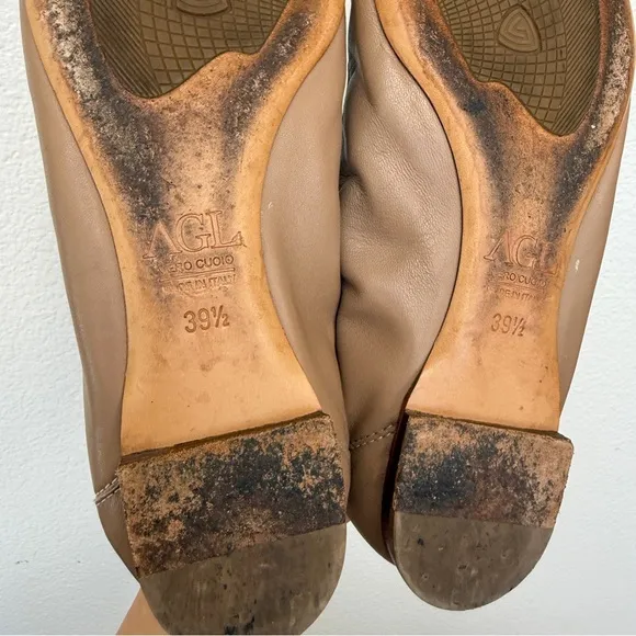 Attilio Giusti Leombruni AGL Tan Ballet Flats Leather Size 39.5
