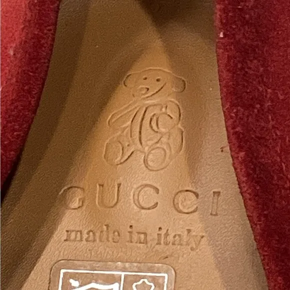Baby GUCCI Red Suede Loafers w Classic Silver Buckle Sz 6.5