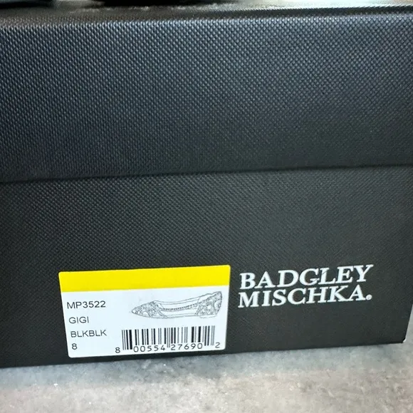 Badgley Mischa New in Box Gigi Black Pointed Toe Embellished Flats- Size 8
