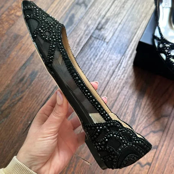 Badgley Mischa New in Box Gigi Black Pointed Toe Embellished Flats- Size 8