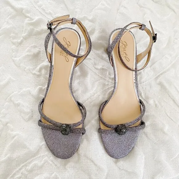 Badgley Mischka Gavi Glitter Ankle Strap Sandal Size 9 New