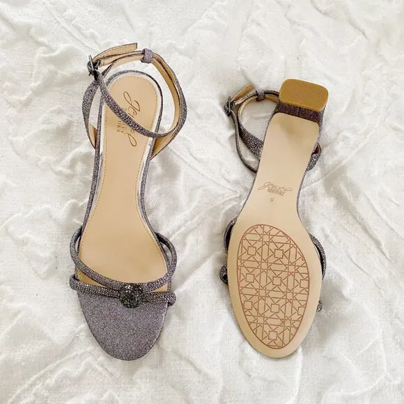 Badgley Mischka Gavi Glitter Ankle Strap Sandal Size 9 New