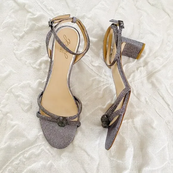 Badgley Mischka Gavi Glitter Ankle Strap Sandal Size 9 New