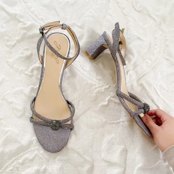 Badgley Mischka Gavi Glitter Ankle Strap Sandal Size 9 New