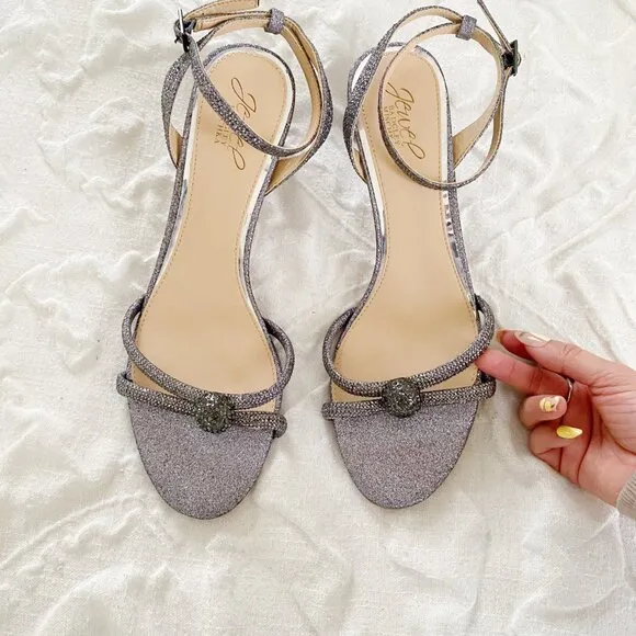Badgley Mischka Gavi Glitter Ankle Strap Sandal Size 9 New