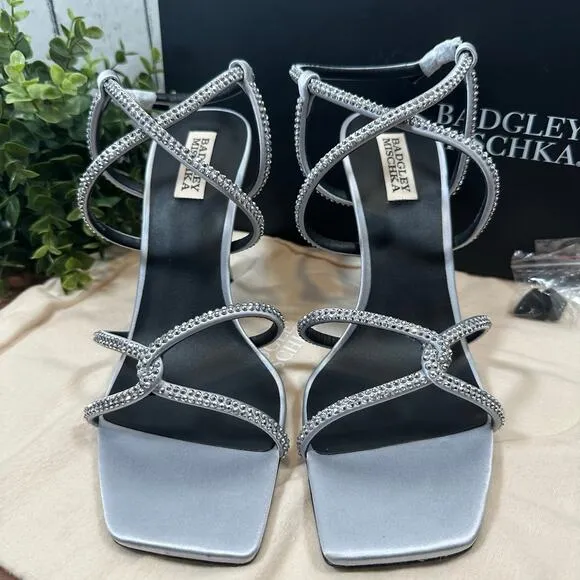 Badgley Mischka Women's Brooke Strappy Bejeweled Stiletto Sandals Heels Size 9.5