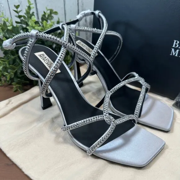 Badgley Mischka Women's Brooke Strappy Bejeweled Stiletto Sandals Heels Size 9.5